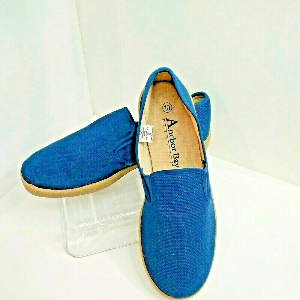 Anchor Bay Classics Blue Canvas Slip on Shoes Men's Size 10w New no box.